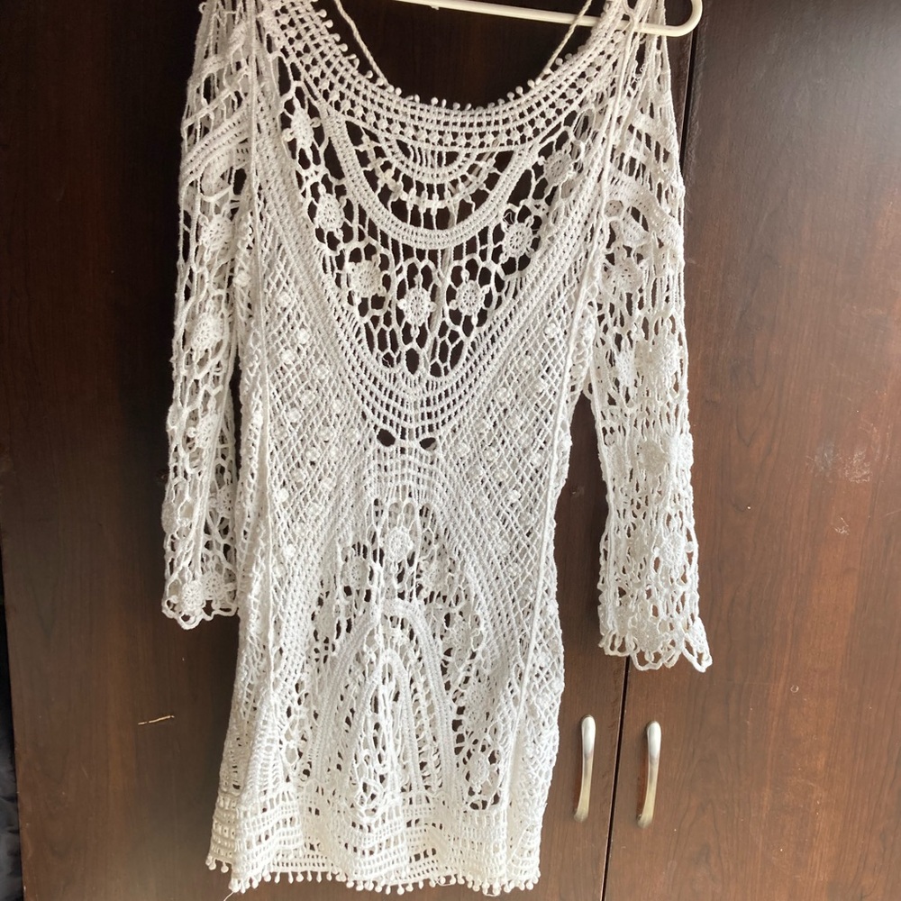 Chic Crochet White Dress